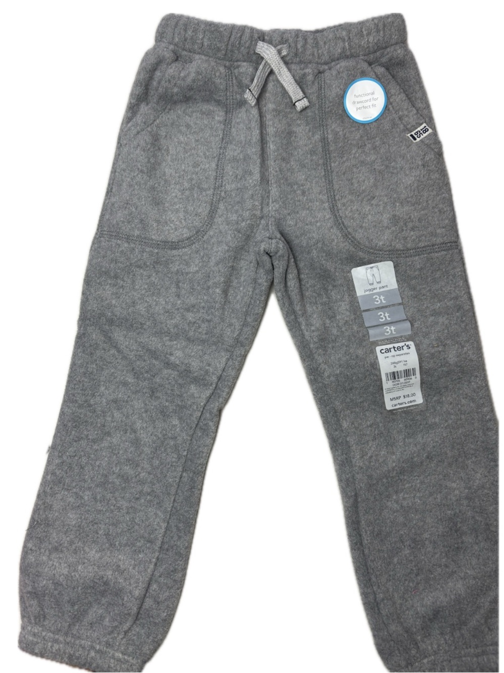 Carter's Gray Fleece Joggers with Drawstring
